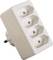 White, four-way socket without connected cables. Suitable for extending connection options.