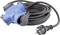 Blue triple extension socket with black power cable and Schuko plug. Ideal for garden or outdoor use.