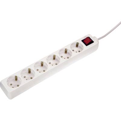 White six-socket extension lead with a red on/off switch.