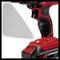 'Cordless drill with red and black grip, 18V lithium-ion battery. Focus on ergonomic design and powerful performance.'