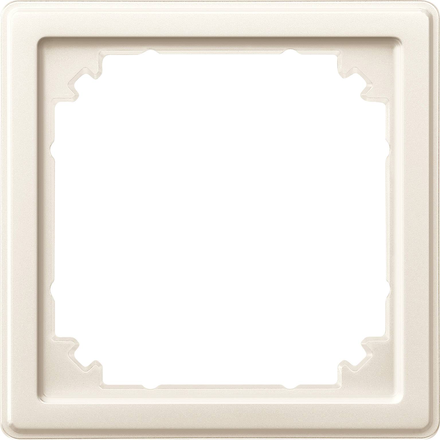 A square, beige frame with rounded edges and a recessed centre.