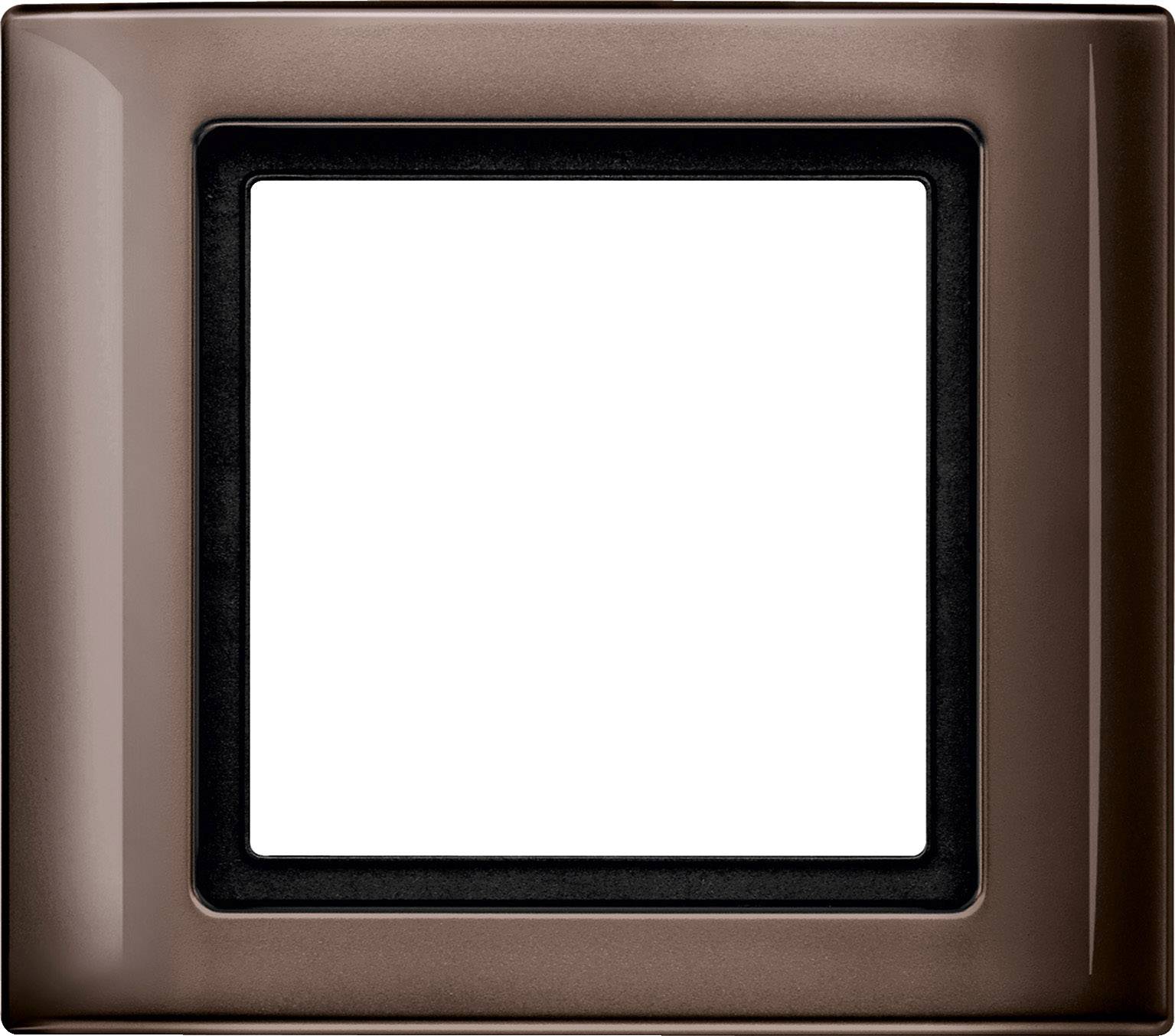 A square, brown light switch surround with a white interior, suitable for wall mounting.