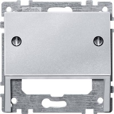 Metal mounting box with screw holes at the top and bottom, labelled 'top'; used for mounting electrical switches.