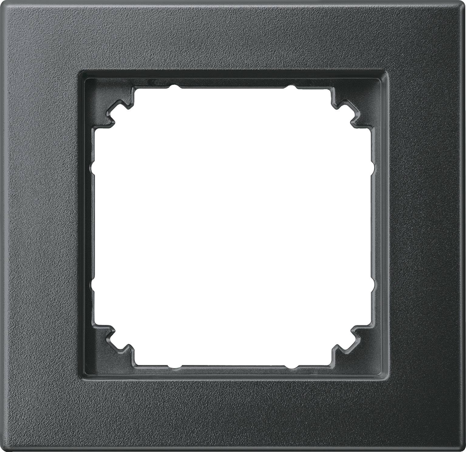 A square, black frame for a light switch or socket, with an empty central section, against a white background.