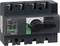 A black circuit breaker from Schneider Electric with an on/off switch and technical specifications on the front.