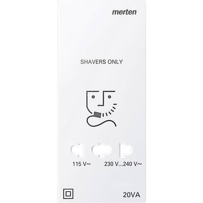 'Shaver socket, suitable for 115 V or 230 V. Symbol of a face with an electric razor.'
