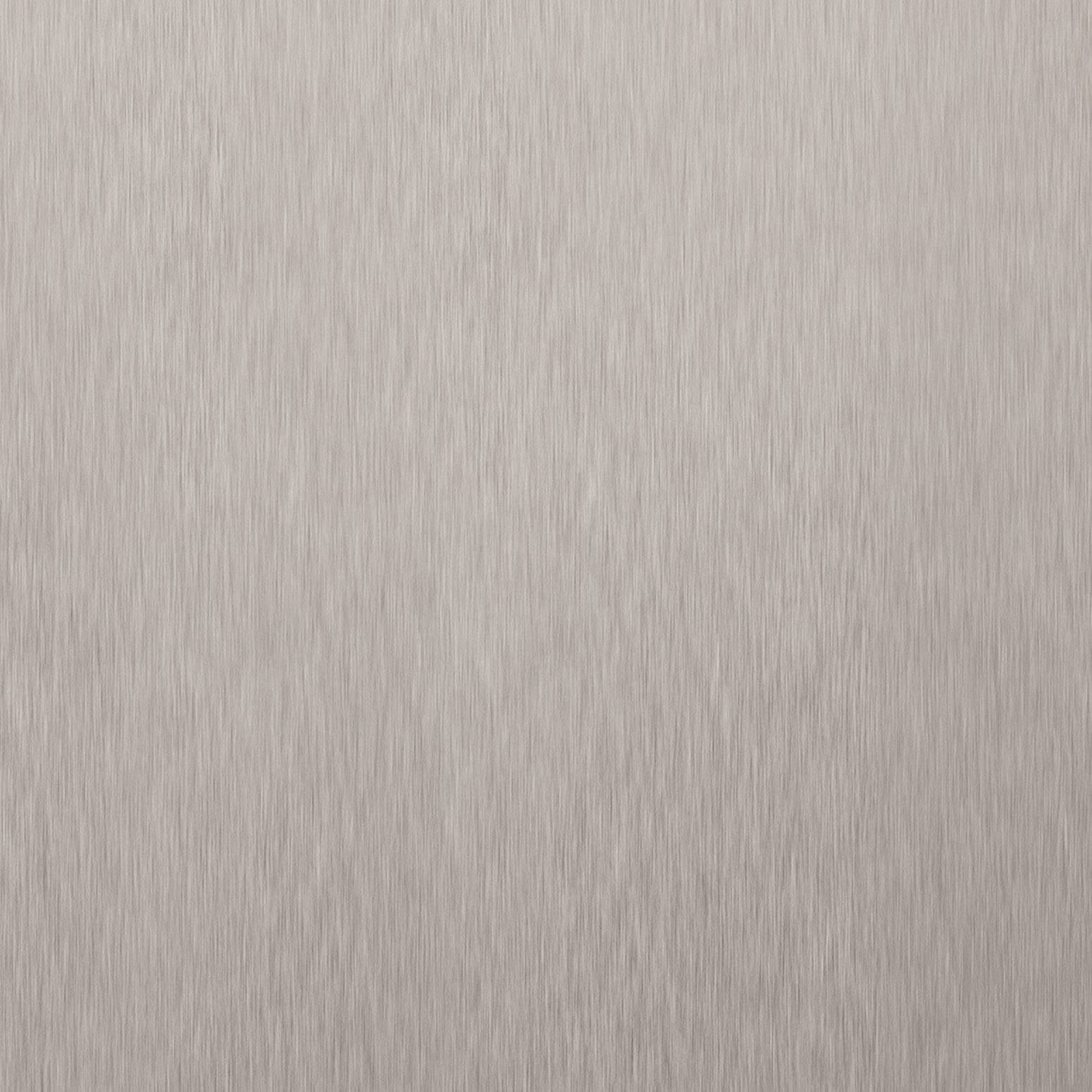 A uniform, brushed metal with a subtle sheen. Surface texture reveals fine, vertical lines.