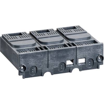 A black plastic enclosure with three chambers, suitable for electrical engineering applications. It features ventilation slots and mounting openings.
