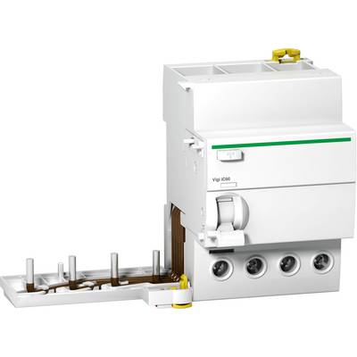 White electrical protective device with a green line and multiple connections, potentially for industrial applications.