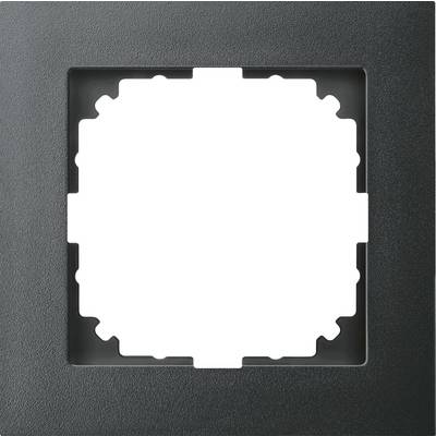 'Glossy black light switch surround', square, with an opening in the centre for a switch or socket.