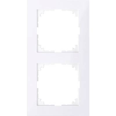 Two empty white square frames on a white background, possibly suitable for socket or switch covers.