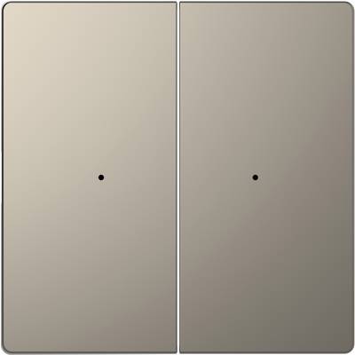 Two adjacent grey rectangular plates with a point in the centre of each plate. The image appears symmetrical and neutral.