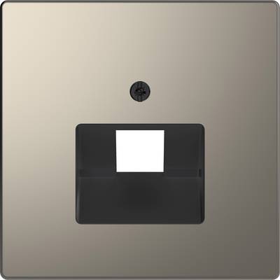 A single square wall-mounted switch with a medium-sized push surface and central screw. Simple design, metallic finish.