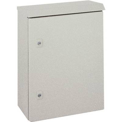 Metal control cabinet with two visible screws on the front.