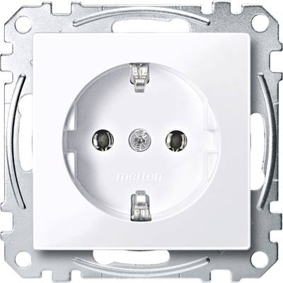Image of a white socket unit without cover, suitable for domestic electrical installation.