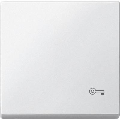 A white light switch with a small key symbol in the bottom right corner, which might indicate a security feature.