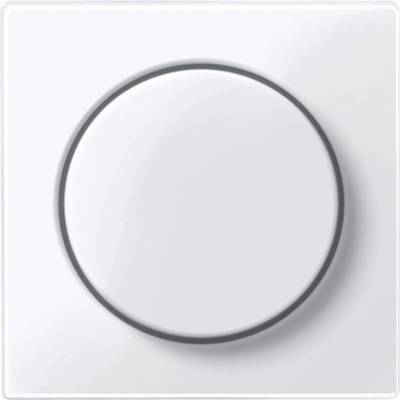A round, white light switch in the "off" position. Minimalist design with a subtle shadow.