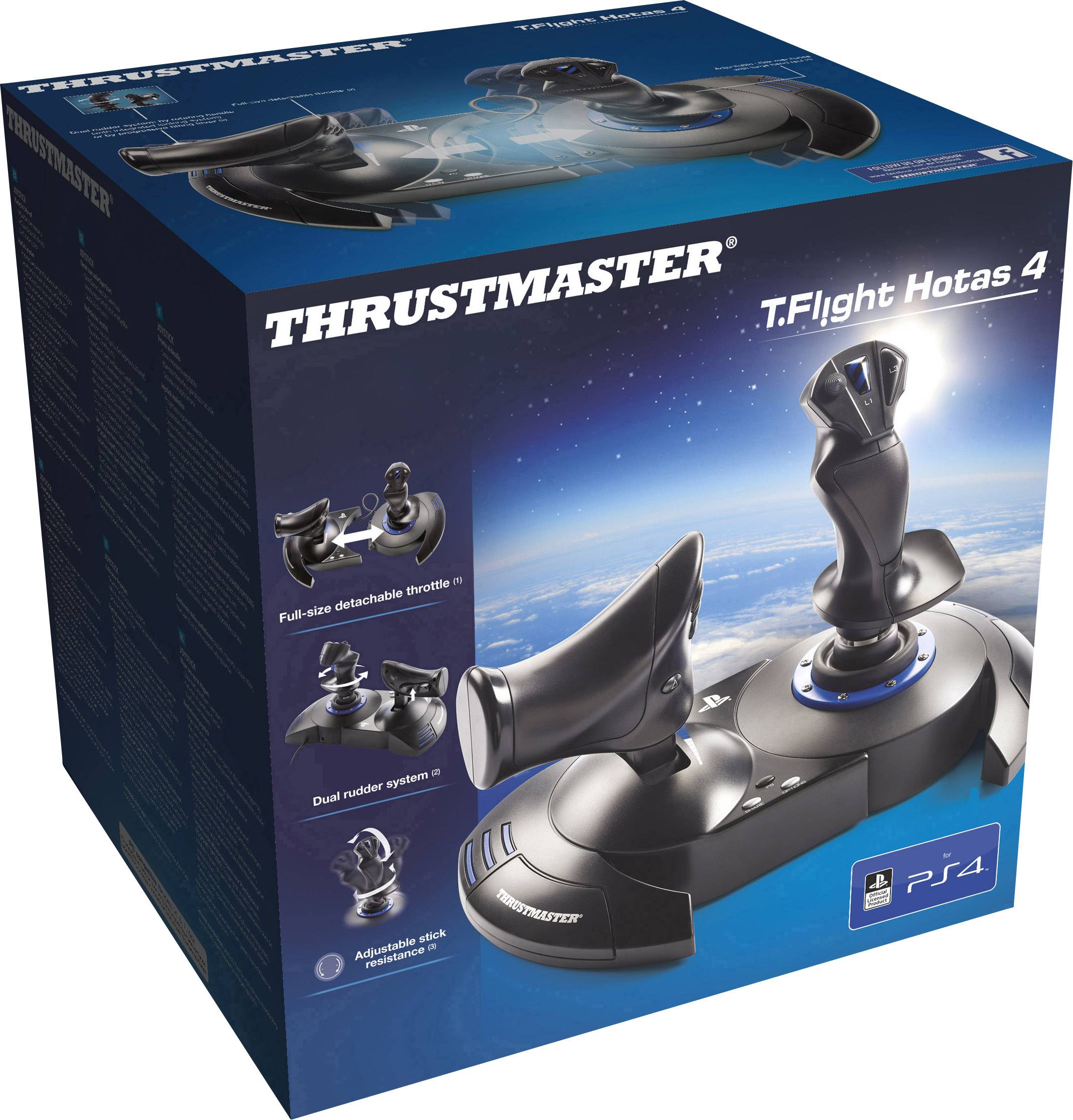 Thrustmaster T Flight Hotas 4 Flight Sim Joystick Usb Playstation 4 Pc Black Blue Conrad Com