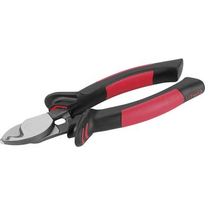 Red and black metal and plastic cable cutters with ergonomic handles, suitable for DIY tasks or professional use.