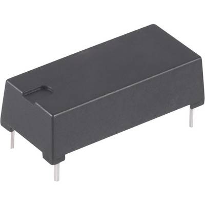'Rectangular black electronic component with four metal pins. Serves as an interface in electronic circuits.'