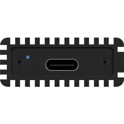 A rectangular USB-C port on a device, surrounded by a striped border. To the left of the socket, a blue dot is illuminated.