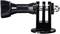 Black adapter for action camera, with flat base for mounting, side screw lock.