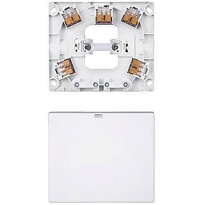 Electrical socket with a removable white front cover, open to display the internal terminals and wiring options.