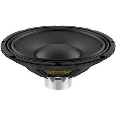 A black speaker with a silver casing and a visible yellow driver. The speaker is depicted without any additional surroundings.