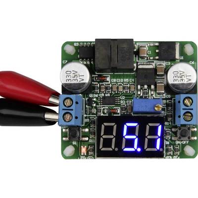 Electronic module with digital display, capacitors, and terminals; numerically displays "5.1" for voltage or current.