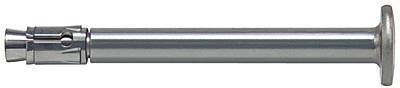 A silver metal anchor with a cylindrical shaft and a conical tip. Used in construction and fastening applications.