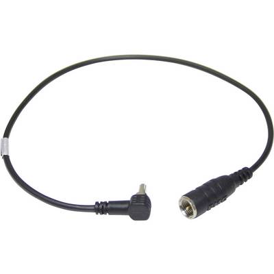 'RF coaxial cable with an angled plug and an F socket, suitable for TV or radio connections.'