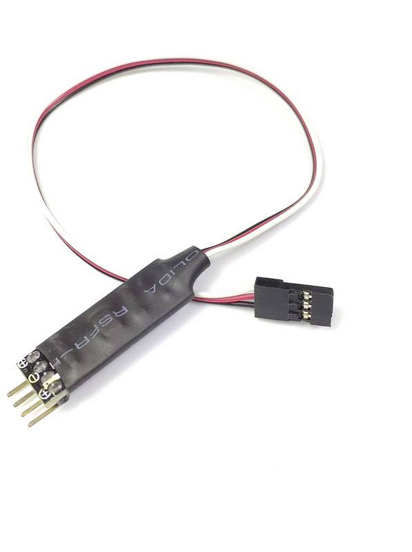 'Black servo extension cable adapter with three pins and plug connection, suitable for RC models or similar applications.'