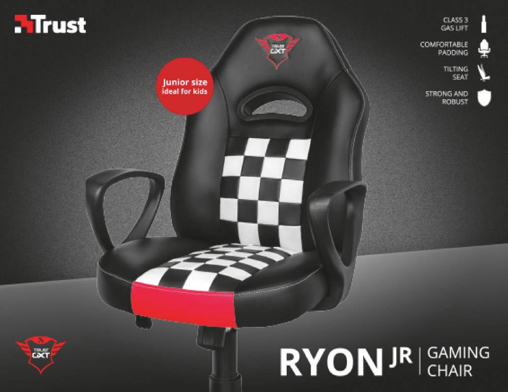 Trust Gxt702 Ryon Junior Gaming Chair Black Red White Conrad Com