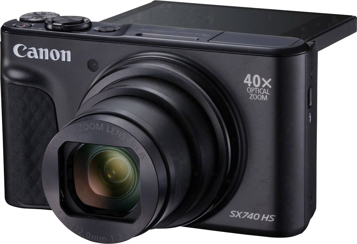 Canon PowerShot SX740 HS Digital camera 20.3 MP Optical zoom: 40 x Black 4k video, Bluetooth, Pivoted display, Full HD V-4