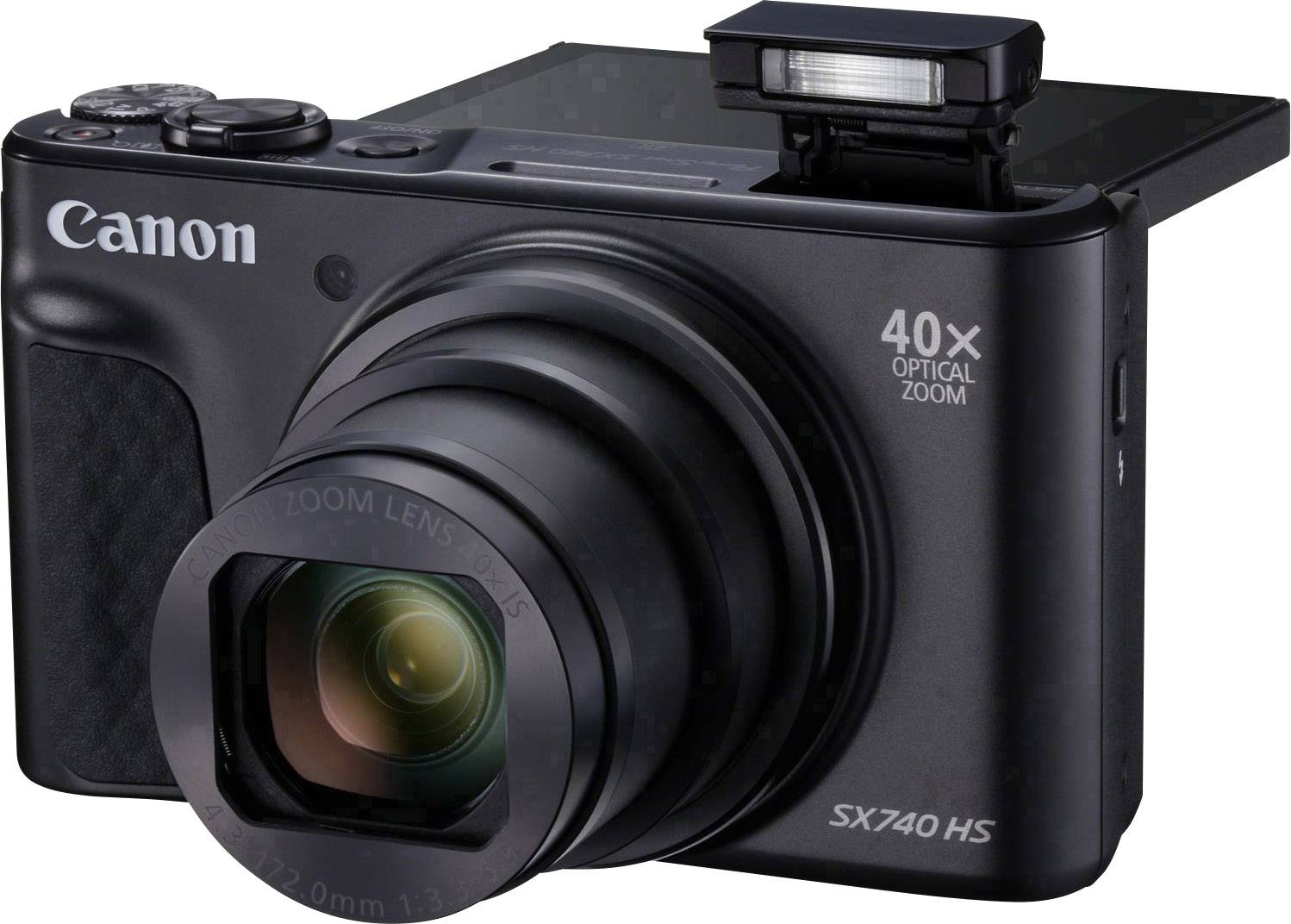 Canon PowerShot SX740 HS Digital camera 20.3 MP Optical zoom: 40 x Black 4k video, Bluetooth, Pivoted display, Full HD V-7