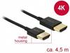 Delock HDMI Cable HDMI-A plug, HDMI-A plug 4.50 m Black 84775 4K UHD, gold plated connectors HDMI cable