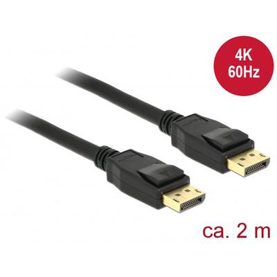 Delock DisplayPort Cable DisplayPort plug, DisplayPort plug 2.00 m Black 83806 gold plated connectors DisplayPort cable