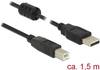 Delock USB cable USB 2.0 USB-A plug, USB-B plug 1.50 m Black incl. ferrite core 84896