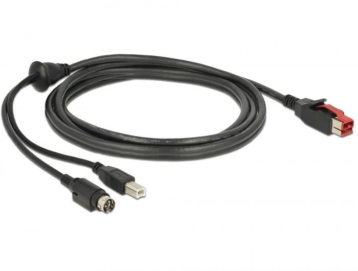 A black cable with one red and two black plugs, suitable for various audio and video connections.