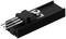 Black electronic voltage converter with three metal contacts and a central screw.