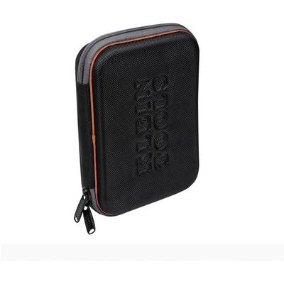 'Black zip-up case with a red accent. Suitable for storing or transporting small items or accessories.'
