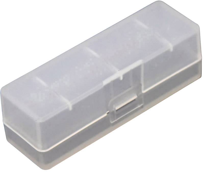 Transparent rectangular plastic box with lid.