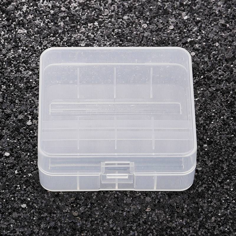 A clear, transparent plastic storage box with compartments, sitting on a dark, textured surface. Perfect for storing small items.