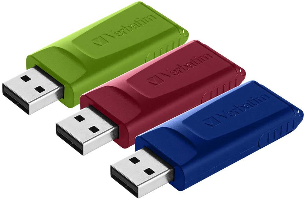 postkontor Stifte bekendtskab Ved lov Verbatim Slider USB stick 16 GB Red, Blue, Green 49326 USB 2.0 | Conrad.com
