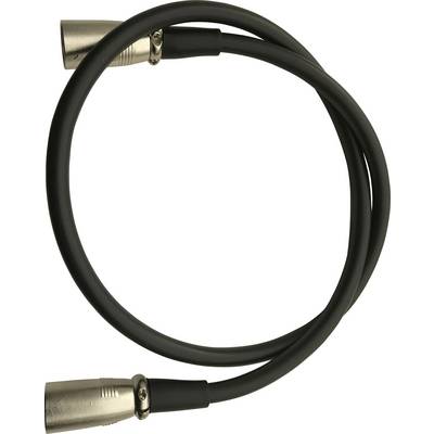 A black XLR cable with silver connectors at both ends, suitable for audio connections between microphones and other devices.