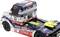A model of a racing truck with blue, red, and white paintwork. Numerous sponsor logos are displayed on the vehicle.