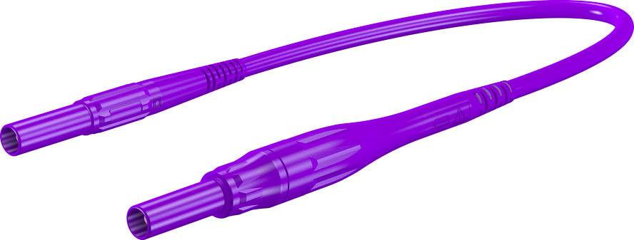Lilac medical cable connection with two plugs, typically used to connect devices in clinical or therapeutic applications.