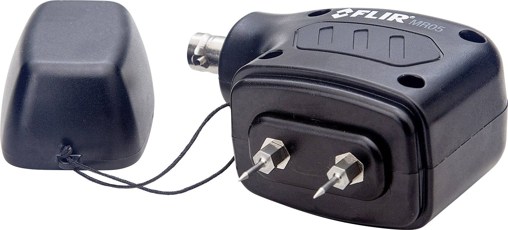 Small, black FLIR MR05 hammer electrode extension for moisture measurement with two electrodes and cover.
