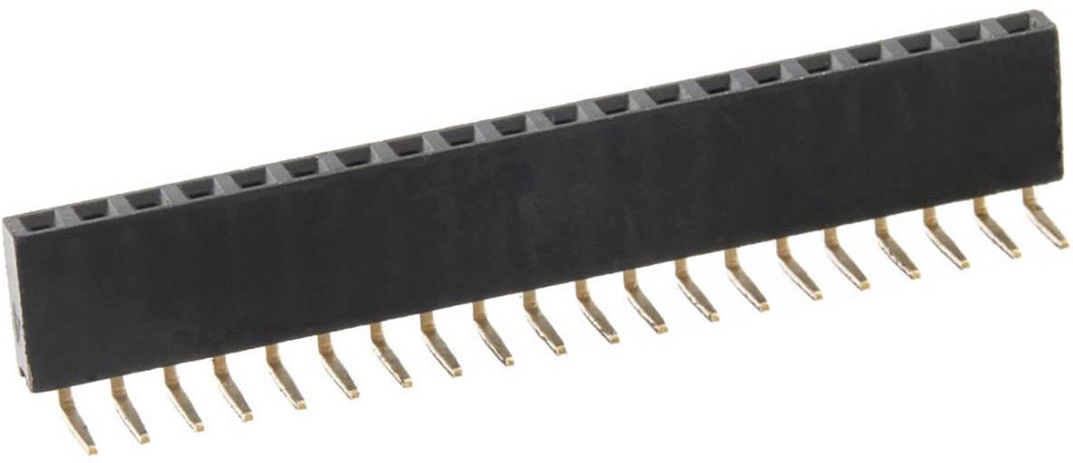 A black pin header connector with 18 pins is visible. It is typically used to connect electronic components.