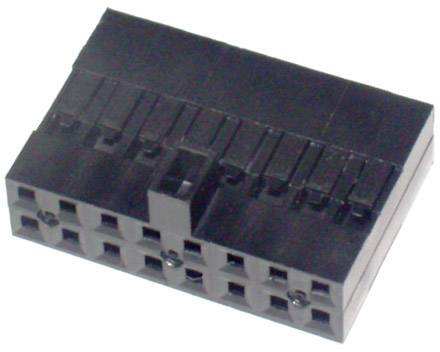 A black, rectangular 12-pin connector for computer hardware, with two rows of six pins, most commonly used for power supply connections.